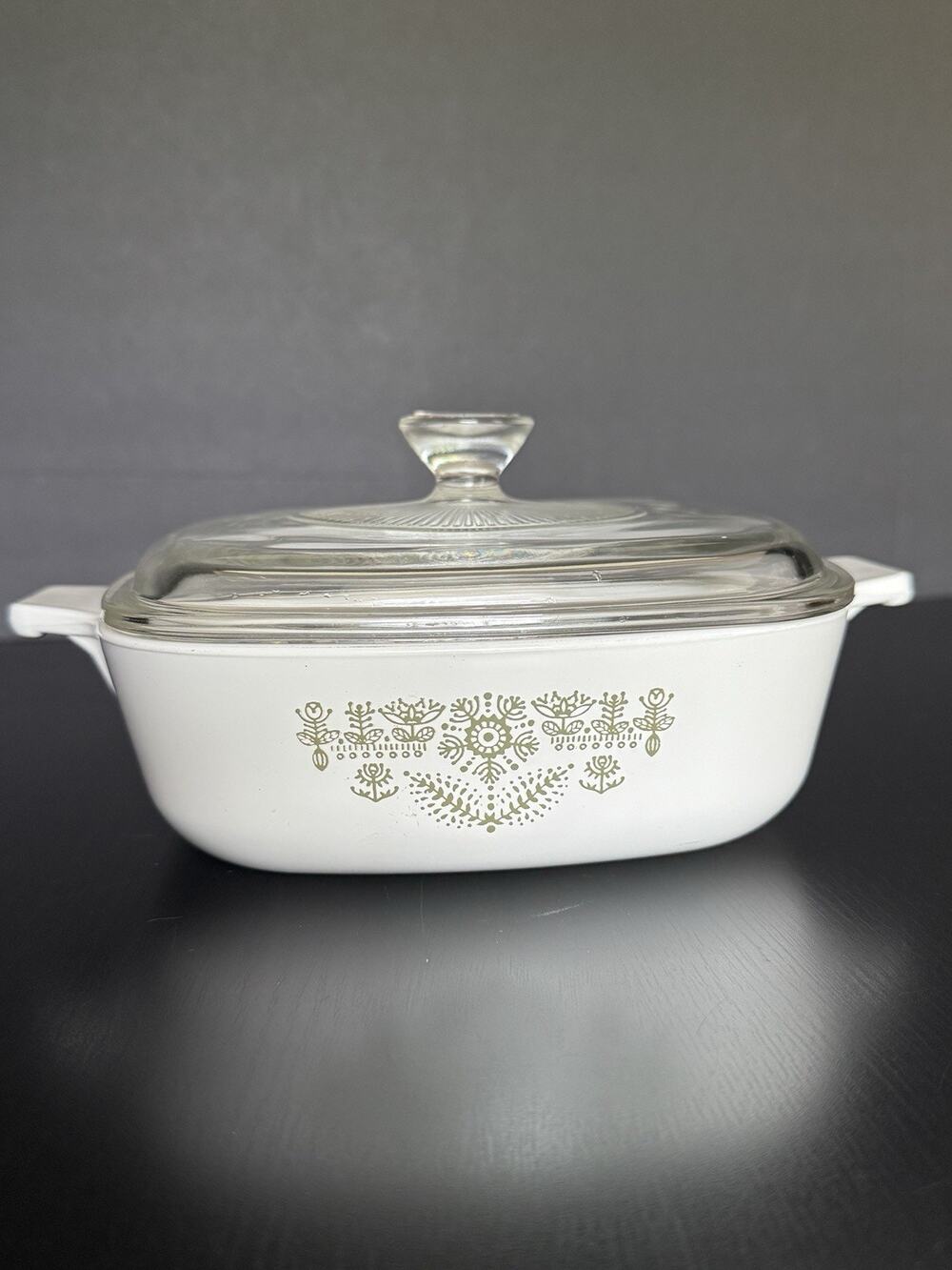 Vintage Corning Ware JCP-1B JCPenney Green Floral Casserole Dish Glass Lid HTF